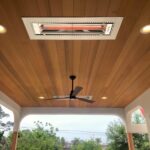 patio lights on wood ceiling