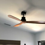 brown fan on ceilling at bedroom