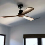 brown fan on ceiling in a room